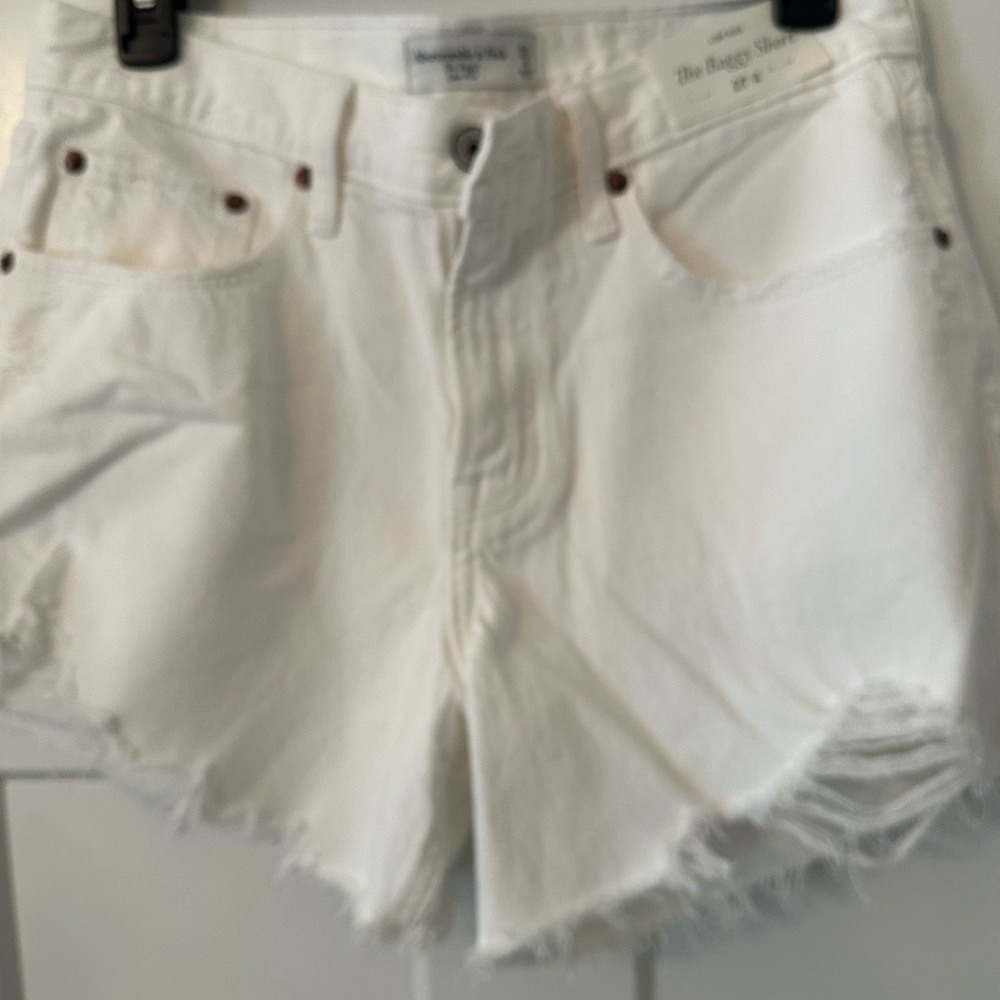 Women's low rise baggy White Denim Shorts